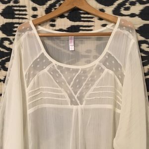 Xhilaration sheer tunic blouse white - Lg